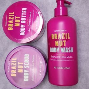 Trader Joes Brazil Nut Body Butter Body Wash Body Scrub Limited Trio One of Each